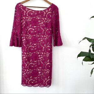 Vince Camuto lace midi dress with bell sleeves and v-back